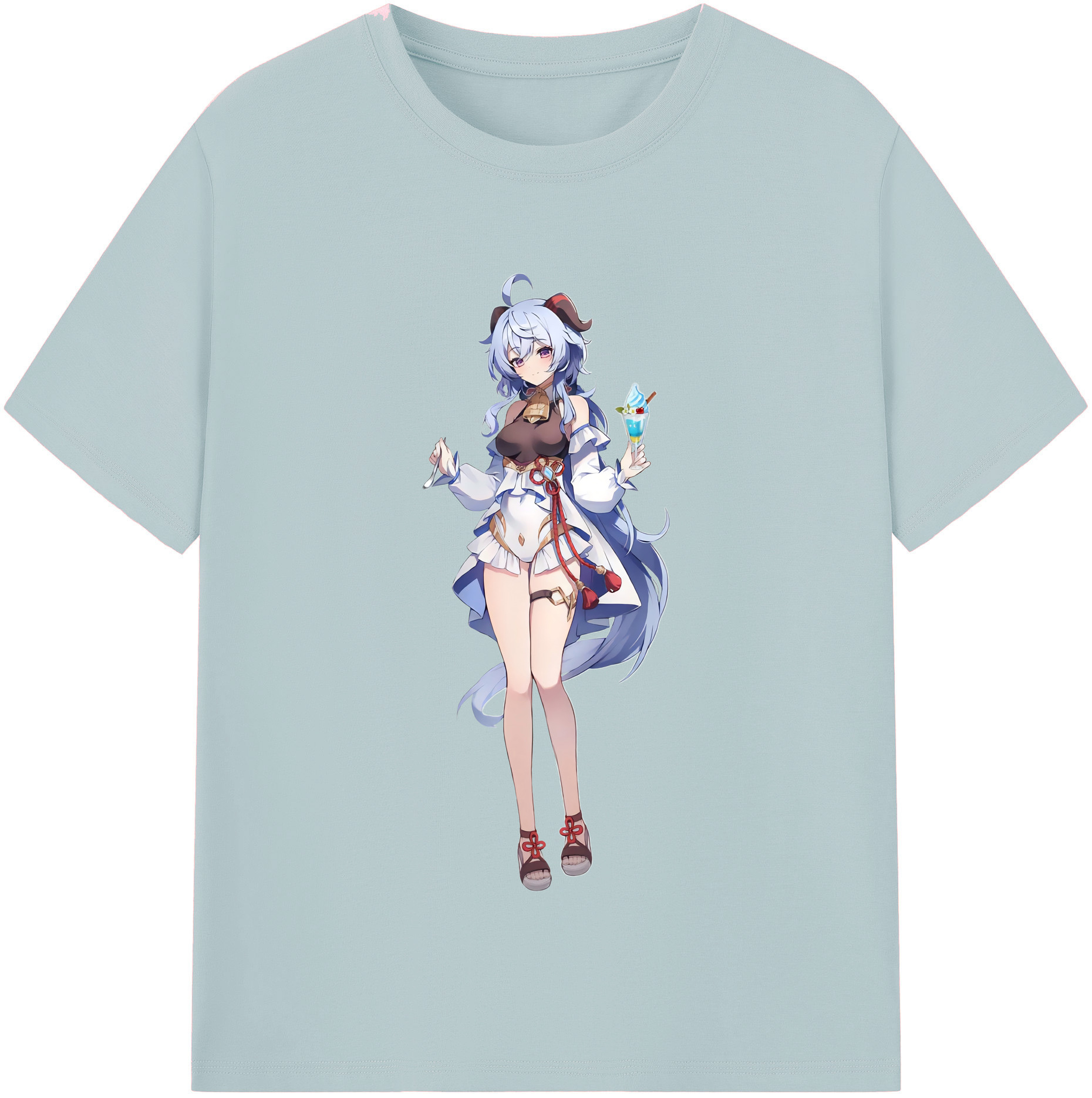 げんし神 甘雨 かんう genshin Ganyu 綿100％半袖Tシャツ（フロントプリント）